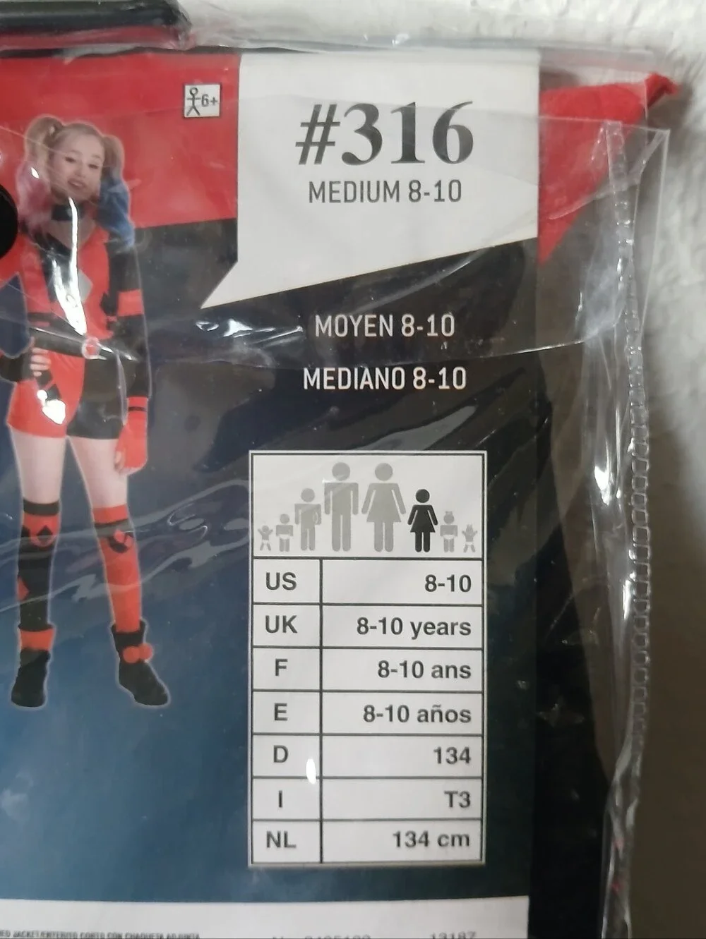 DC Harley Quinn Kids Costume - Red and Black Size (8-10)